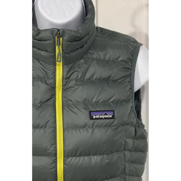Women's Size Small Patagonia Goose Down Sweater Puffer Regen Green Full Zip Vest - Picture 2 of 5